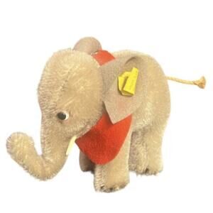 Vintage Steiff Elephant Mohair Plush 1960s - No Name Tag